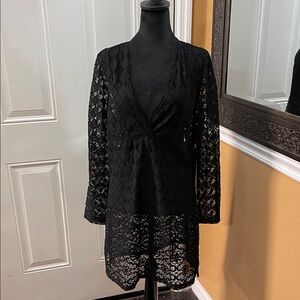 NWT Wearabouts Black Lace Long Sleeve coverup